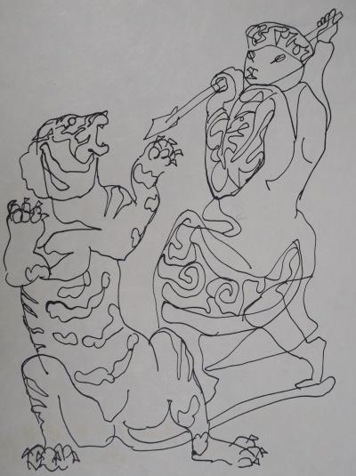 Charles LAPICQUE - Le tigre et le guerrier, 1961 - Lithographie originale, signée 2