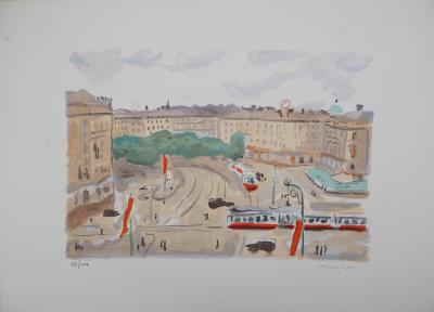 Albert MARQUET - Vienne, Le Ring, 1947 - Lithographie en couleurs originale, signée 2