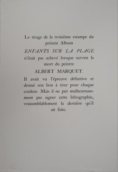 Albert MARQUET - Les enfants sur la plage, 1947 - Lithographie en couleurs originale, signée 2