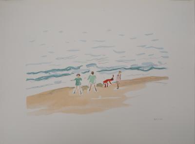 Albert MARQUET - Les enfants sur la plage, 1947 - Lithographie en couleurs originale, signée 2