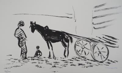 Albert MARQUET - La charette, 1947 - Lithographie originale, signée 2