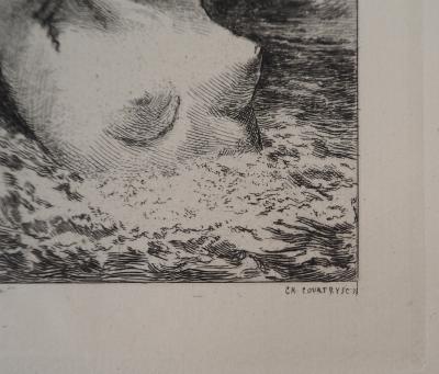 Gustave COURBET - Nu, Baigneuse en mer ,1873 - Gravure, signée 2