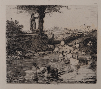 Jean François MILLET (d’après) - Canards à la mare,1873 - Gravure, signée 2