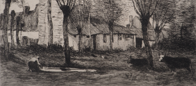 JB Camille COROT (d’après), Paysage fermier - Gravure, Signée #Durand Ruel - 1873 2
