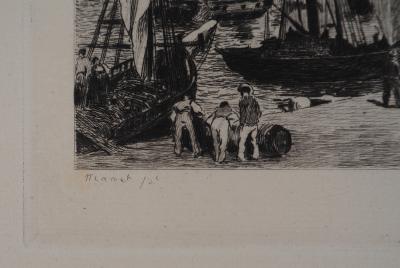 Edouard MANET (d’après) : Le port de Bordeaux - Gravure, Signée #Durand Ruel - 1873 2