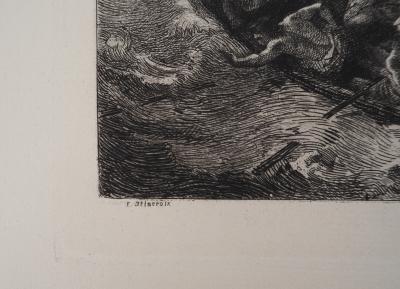 Eugène DELACROIX (d’après) - Jésus sur la mer de Galilée - Gravure, Signée #Durand Ruel - 1873 2
