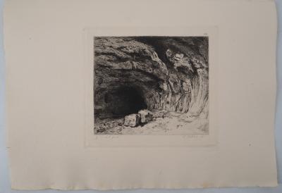Gustave COURBET - Grotte de la source de la Loue,1873 - Gravure, signée 2