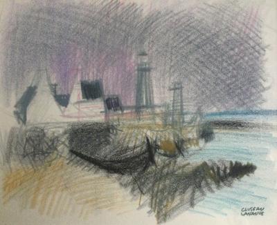 Jean CLUSEAU-LANAUVE.- Paysage breton , vers 1980 - Pastel signé 2