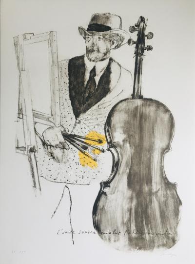Jean LE GAC - L’onde sonore envahit l’atelier du peintre, 2005 - Lithographie originale signée au crayon 2