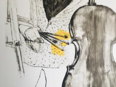 Jean LE GAC - L’onde sonore envahit l’atelier du peintre, 2005 - Lithographie originale signée au crayon 2