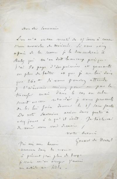 Gérard de NERVAL – Lettre autographe signée 2