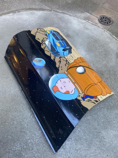 Vinc - Tintin Citroën Ami 8 on the Moon 2