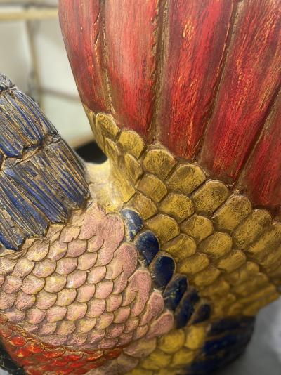 Sculpture Coq en bois peint 2