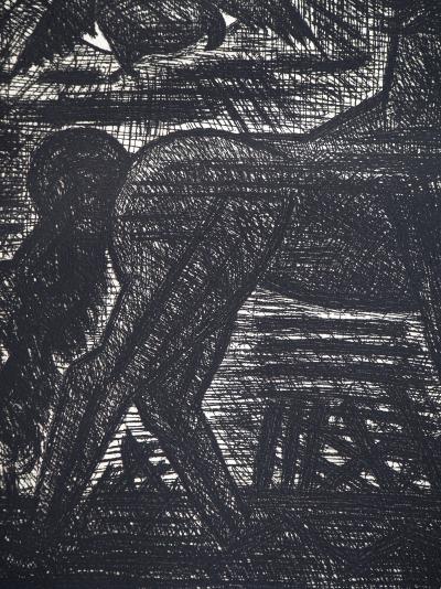 Marcel GROMAIRE - Macbeth, Shakespeare: présages, cheval noir et oiseaux de nuit, 1958 - Eau-forte originale, signée 2