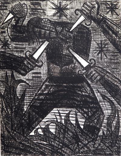 Marcel GROMAIRE - Macbeth, Shakespeare: assassinat de Banquo, 1958 - Eau-forte originale, signée 2