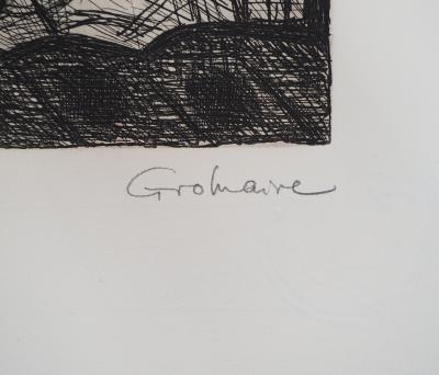 Marcel GROMAIRE - Macbeth, Shakespeare:  le spectre de Blanquo, 1958 - Eau-forte originale, signée 2