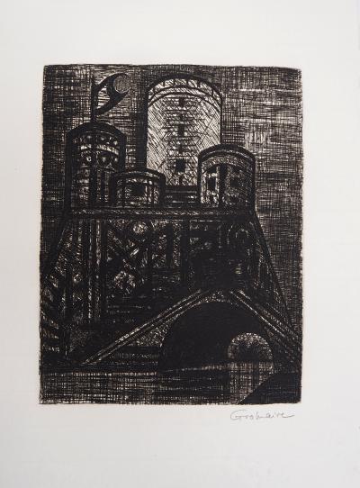 Marcel GROMAIRE - Macbeth, Shakespeare: the dungeon of Dunsinane, 1958 - Original etching, signed 2