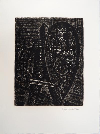 Marcel GROMAIRE - Macbeth, Shakespeare: la révolte du chevalier, 1958 - Eau-forte originale, signée 2