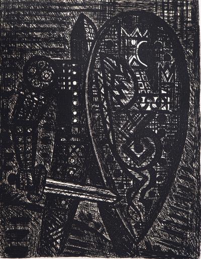 Marcel GROMAIRE - Macbeth, Shakespeare: la révolte du chevalier, 1958 - Eau-forte originale, signée 2