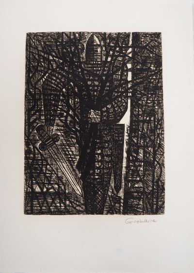 Marcel GROMAIRE - Macbeth, Shakespeare: la forêt en marche, 1958 - Eau-forte originale, signée 2