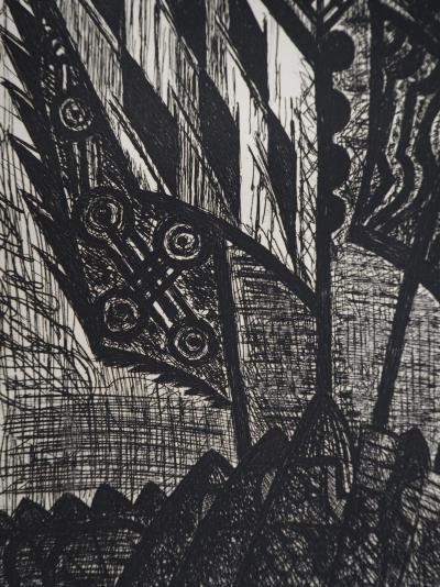 Marcel GROMAIRE - Macbeth, Shakespeare: étendards, 1958 - Eau-forte originale, signée 2