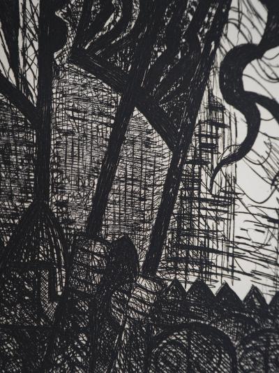 Marcel GROMAIRE - Macbeth, Shakespeare: étendards, 1958 - Eau-forte originale, signée 2