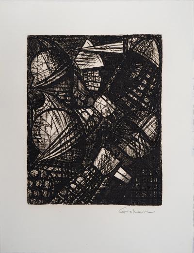 Marcel GROMAIRE - Macbeth, Shakespeare: the fight, 1958 - Original etching, signed 2