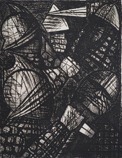 Marcel GROMAIRE - Macbeth, Shakespeare: the fight, 1958 - Original etching, signed 2