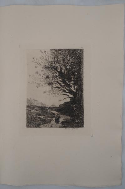 JB Camille COROT (d’après), Chemin vers Brest - Gravure, Signée #Durand Ruel - 1873 2