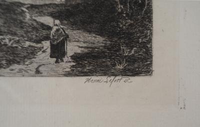 JB Camille COROT (d’après), Chemin vers Brest - Gravure, Signée #Durand Ruel - 1873 2