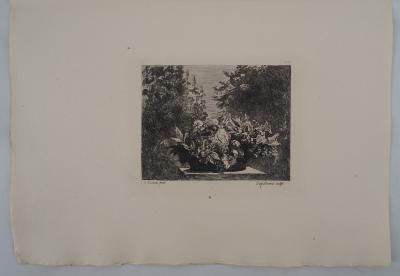 Eugène DELACROIX (d’après) - Nature morte : Fleurs et fruits, 1873 - Gravure signée 2