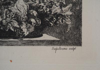 Eugène DELACROIX (d’après) - Nature morte : Fleurs et fruits, 1873 - Gravure signée 2