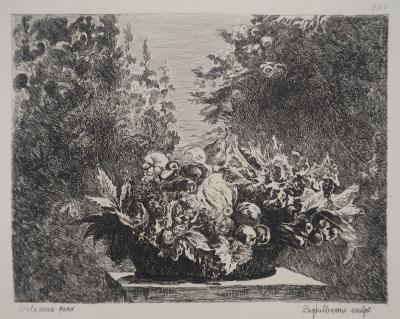 Eugène DELACROIX (d’après) - Nature morte : Fleurs et fruits, 1873 - Gravure signée 2