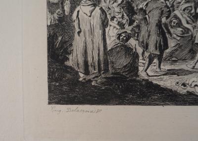 Eugène DELACROIX (D’après) : Orientalisme : Musiciens Arabes - Gravure, Signée #Durand Ruel 2