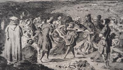 Eugène DELACROIX (D’après) : Orientalisme : Musiciens Arabes - Gravure, Signée #Durand Ruel 2