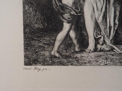 Henri Léopold LEVY : Mère et enfant - L’automne - Gravure, Signée #Durand Ruel - 1873 2