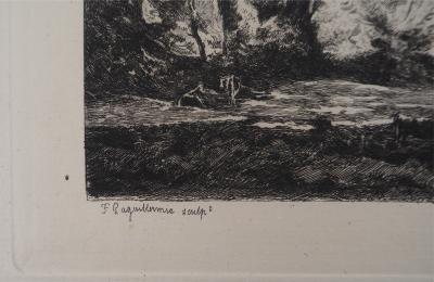 JB Camille COROT (d’après), Paysage : Pâturage - Gravure, Signée #Durand Ruel - 1873 2