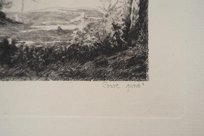 JB Camille COROT (d’après), Paysage : Pâturage - Gravure, Signée #Durand Ruel - 1873 2