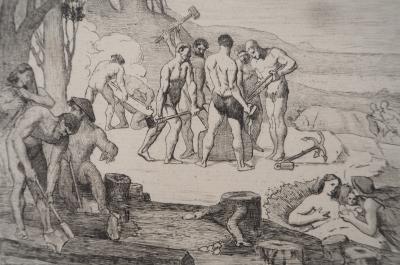 PUVIS DE CHAVANNES : Le travail - Gravure, Signée #Durand Ruel - 1873 2