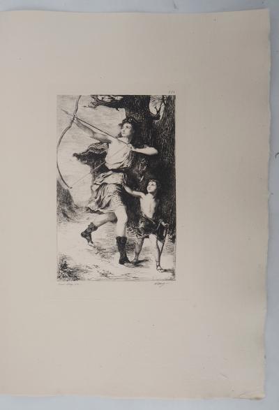Henri Léopold LEVY : Mère et enfant - L’hiver - Gravure, Signée #Durand Ruel - 1873 2