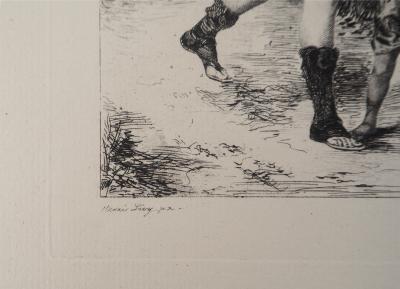 Henri Léopold LEVY : Mère et enfant - L’hiver - Gravure, Signée #Durand Ruel - 1873 2