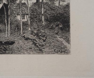 JB Camille COROT (d’après) - Paysage, Rivière avec canot, 1873 - Gravure 2