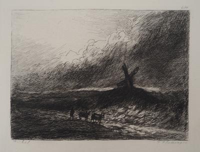Georges Michel (d’après) - Moulin et pâturage - Gravure d’après peinture 2