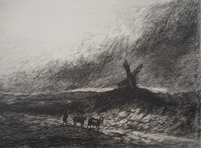 Georges Michel (d’après) - Moulin et pâturage - Gravure d’après peinture 2