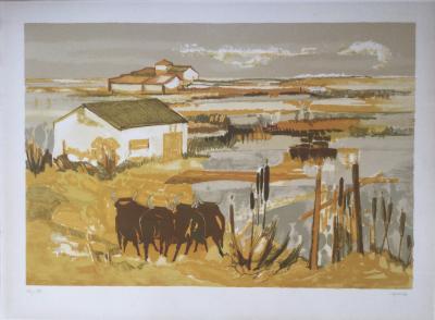 Eliane THIOLLIER - En Camargue III ,1965 - Lithographie originale signée 2