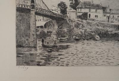 Alfred SISLEY - Pont de Villeneuve-la-Garenne, 1873 - Gravure, signée 2