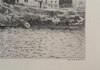 Alfred SISLEY - Pont de Villeneuve-la-Garenne, 1873 - Gravure, signée 2