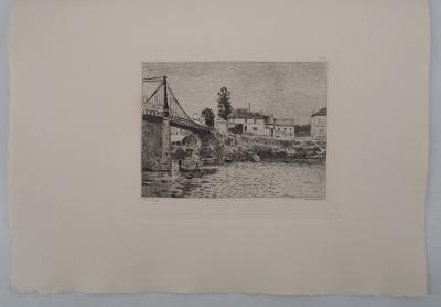 Alfred SISLEY - Pont de Villeneuve-la-Garenne, 1873 - Gravure, signée 2