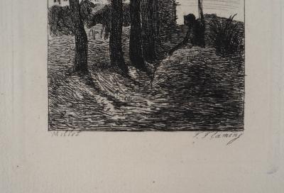 Jean François MILLET (d’après) - Repos sous les arbres,1873 - Gravure, signée 2