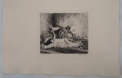 Georges Michel (d’après) - Femme au perroquet - Gravure d’après peinture 2